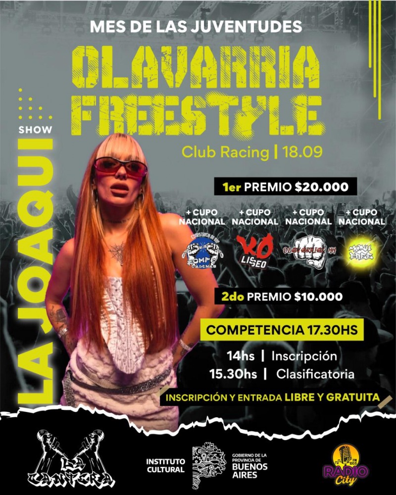Llega Olavarra Freestyle y el cierre ser con La Joaqui
